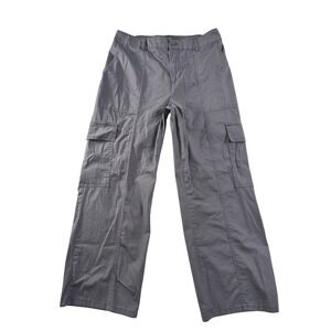 Social Standard by Sanctuary Womens Cargo Pants Gray Wide Leg Utility Size L
